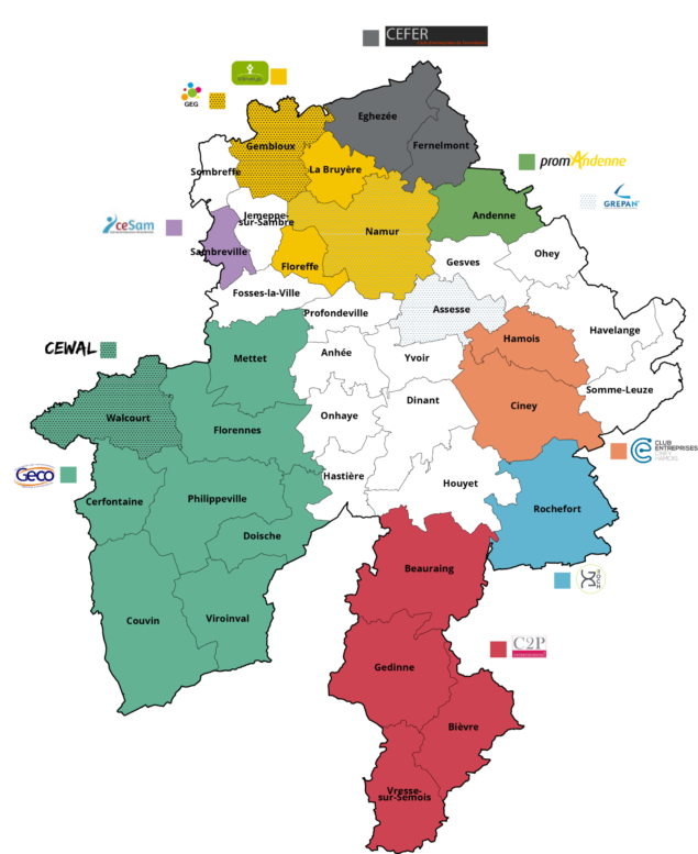 carte clubs entreprises namur province belgique