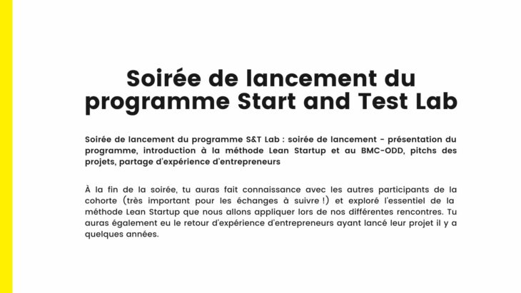 Start and test lab – Octobre 24 Soirée de lancement